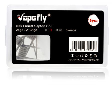 Vapefly 6x Prebuild Ni80 Fused Clapton Coil 0.3 Ohm 26GA x 2 + 38GA